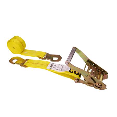 US CARGO CONTROL 2" x 12' Yellow Car Tie Down Strap w/ Flat Snap Hooks 5112FSH-Y